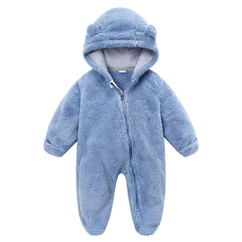 Teddy Babyjumpsuit met capuchon en ritssluiting