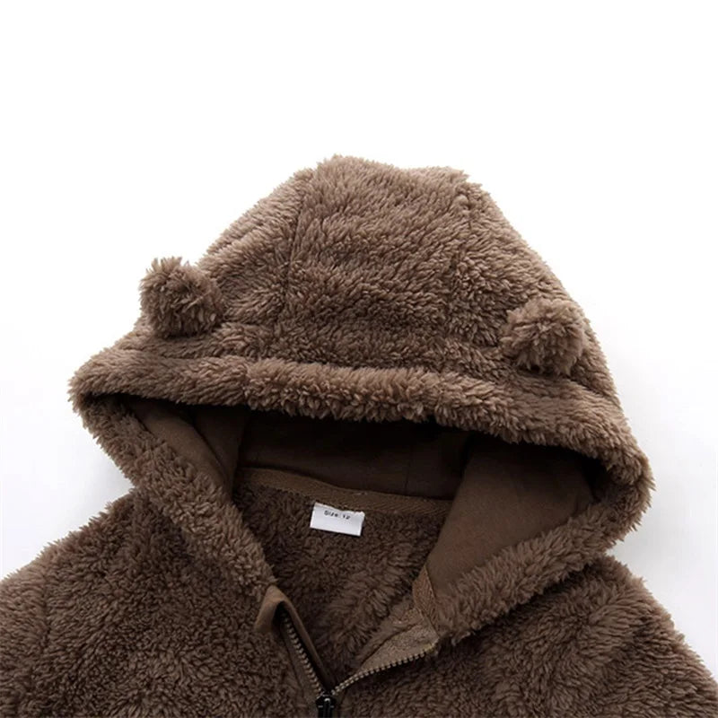 Teddy Babyjumpsuit met capuchon en ritssluiting