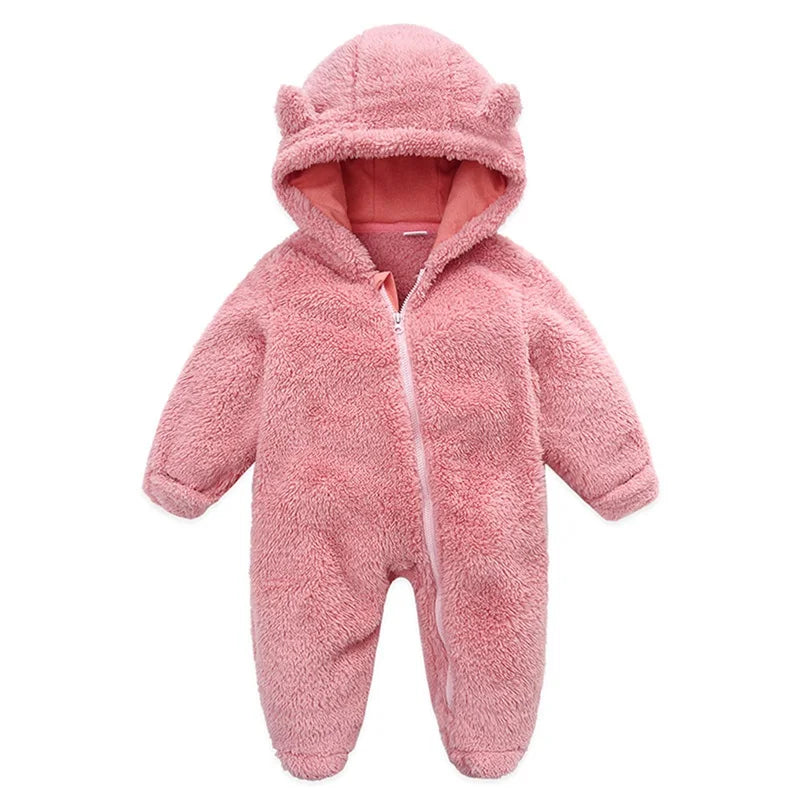 Teddy Babyjumpsuit met capuchon en ritssluiting
