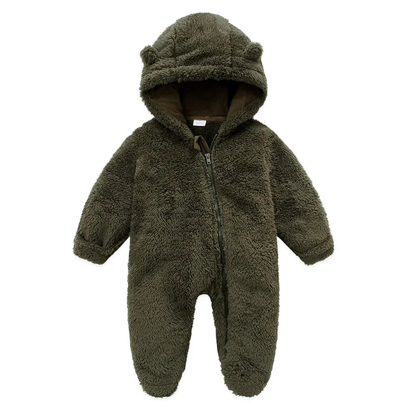 Teddy Babyjumpsuit met capuchon en ritssluiting