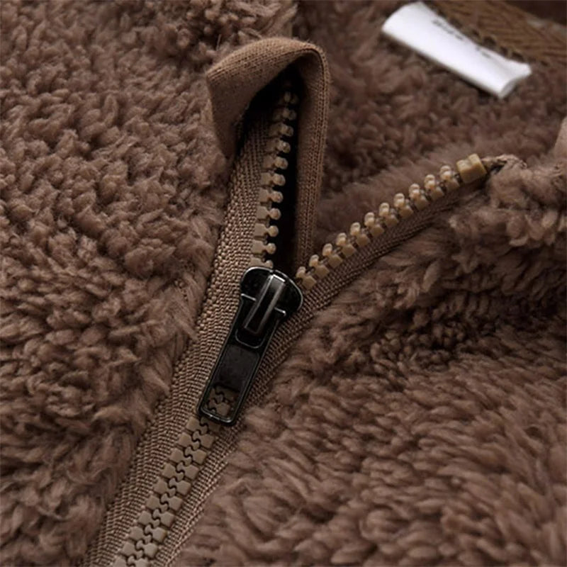 Teddy Babyjumpsuit met capuchon en ritssluiting