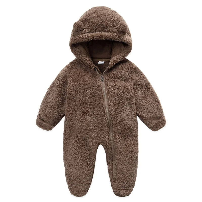 Teddy Babyjumpsuit met capuchon en ritssluiting